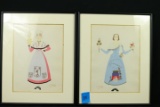 14 Signed Framed Colonial Style Prints
