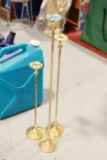 Set Of 3 Brass Candle Stands