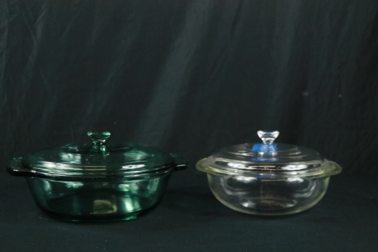 2 Covered Pyrex Baking Dishes