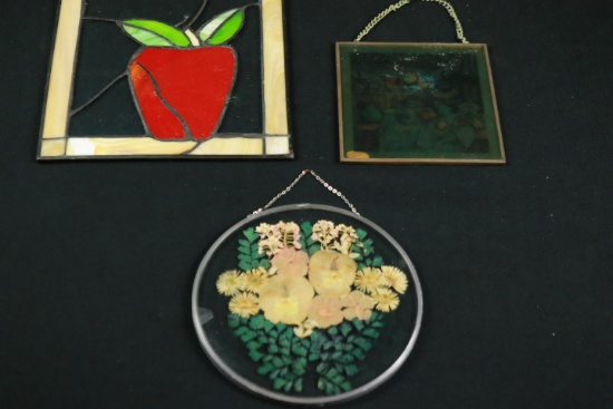 Stained Glass Panels & 2 Hangings
