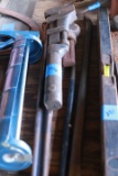 2 Large Pipe Wrenches & 2 Iron Bars