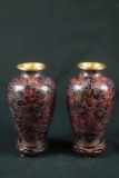 Pair Of Cloisonne Vases On Stands
