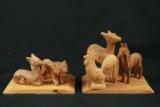 5 Wooden Animals On Stands