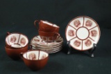 Colonial Pattern Cups & Saucers