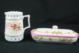 German Pitcher & Covered Butter Dish