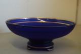 Cobalt Footed Bowl With Gold Trim