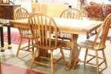 Oak Kitchen Table with Tile Top & 4 Chairs