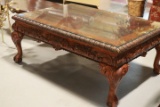 Glass Top Carved Coffee Table