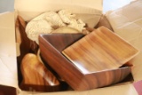 Box of Asian Trays, Wooden Bowls