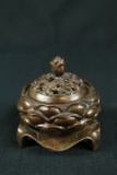 Japanese Style Bronze Lotus Koro Incense Burner