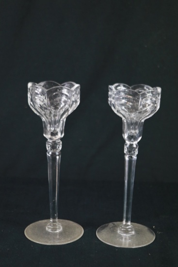 Pair Of Crystal Candle Holders