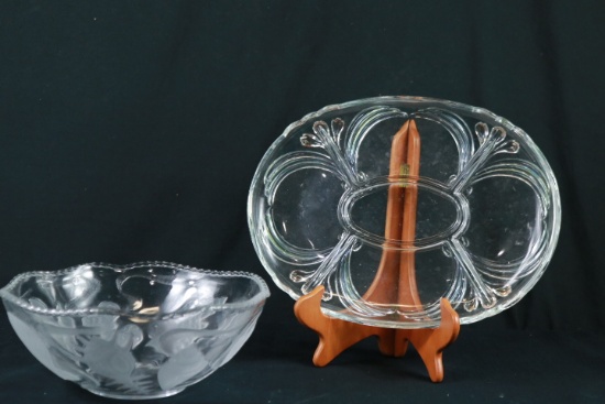 Glass Punch Bowl & Divided Tray