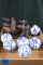 6 Asian Blueware Balls & Pair Of Bookends