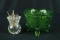 Pressed Glass Bowl & Toothpick Holder With Hors D'oeuvre Forks