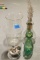 4 Glass Vases, Decanter