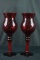 Pair Of Ruby Glass Vases