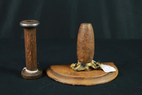 Wooden Butter Stamp & Sewing Spindle