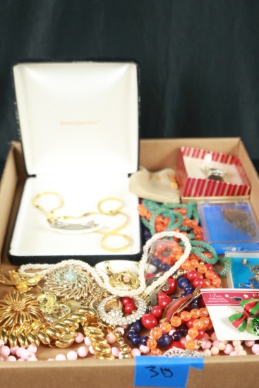 Box Of Costume Jewelry & Sterling Silver Jewelry