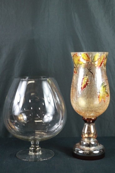 Glass Vase & Crackle Glass Vase