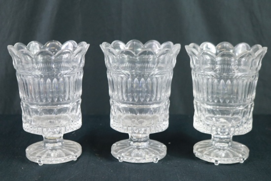 3 Pressed Glass Vases