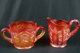 Carnival Glass Sugar & Creamer