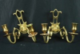 2 Wall Mount Brass Candle Sticks