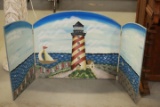 Lighthouse Painted Fireplace Screen