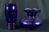 2 Cobalt Blue Vases