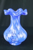 Art Glass Vase With Fluted Top