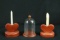 2 Wooden Candle Holders & Dome Display Case