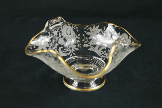 Etched Glass Fluted Bowl