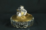 Glass Covered Box With Brass Top