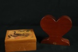 Wooden Heart & Coasters In Box