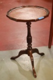 Round Leather Top End Table