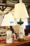 Floral Lamp & Colonial Scene Lamp