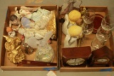 Box Of Angels, Glassware & 2 Clocks