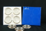 3 Sterling Silver & Glass Coasters, 8 Silver Plated & Glass Coasters