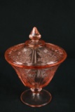 Pink Depression Glass Covered Dish