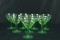 8 Green Depression Glass Stems