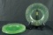 4 Etched Green Glass Plates