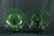 2 Green Depression Glass Plates