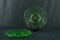 3 Green Depression Glass Plates