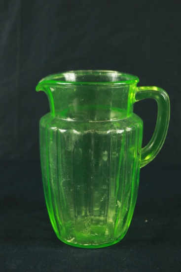 Green Depression Glass Pitcher