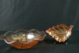 Carnival Glass Bowl & Small Carnival Glass Leaf Plate
