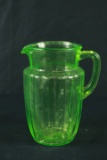 Green Depression Glass Pitcher