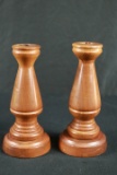 Pair Of Walnut Candle Holders
