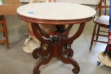 Victorian Marble Top Table Walnut
