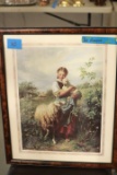 Framed Print Of Girl With Lambs