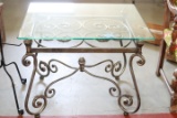 Glass Top Iron Vase Table