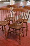 Set Of 4 Early Plank Bottom Dining Chairs